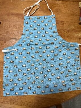 Blue Duck Pattern Yellow Backing Little Kids Apron/Smock